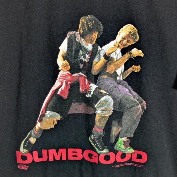 Dumbgood Bill & Ted T-Shirt Medium Mens Black Graphic Tee Streetwear Movie Shirt - Picture 2 of 5